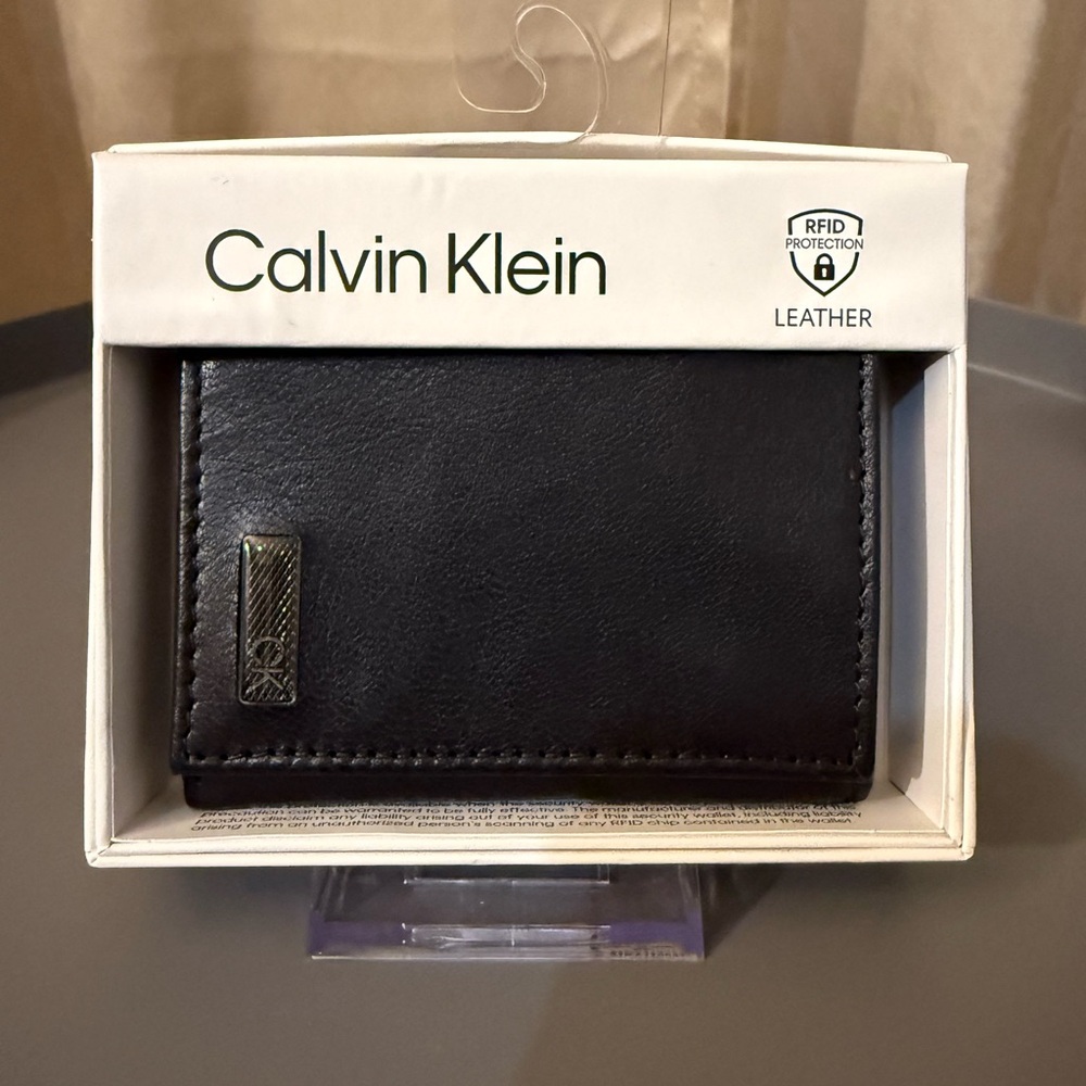 Calvin Klein Black Leather RFID Bi-fold Wallet